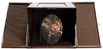 OLIVE EDIS (1876-1955) A beautiful autochrome oval portrait of a woman seated next to a vibrant floral arrangement. 1910s.